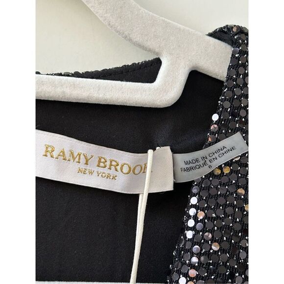 Ramy Brook  Esme Metallic Mini Cocktail Party Dress Womens Black Size 6 - Picture 5 of 7